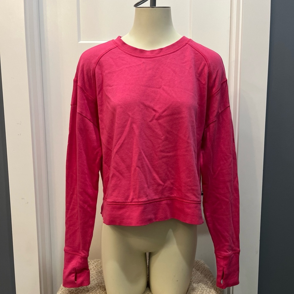Sweaty Betty After Class Sweatshirt Hot Pink Pullover Sweater Crewneck Crop Sz 6